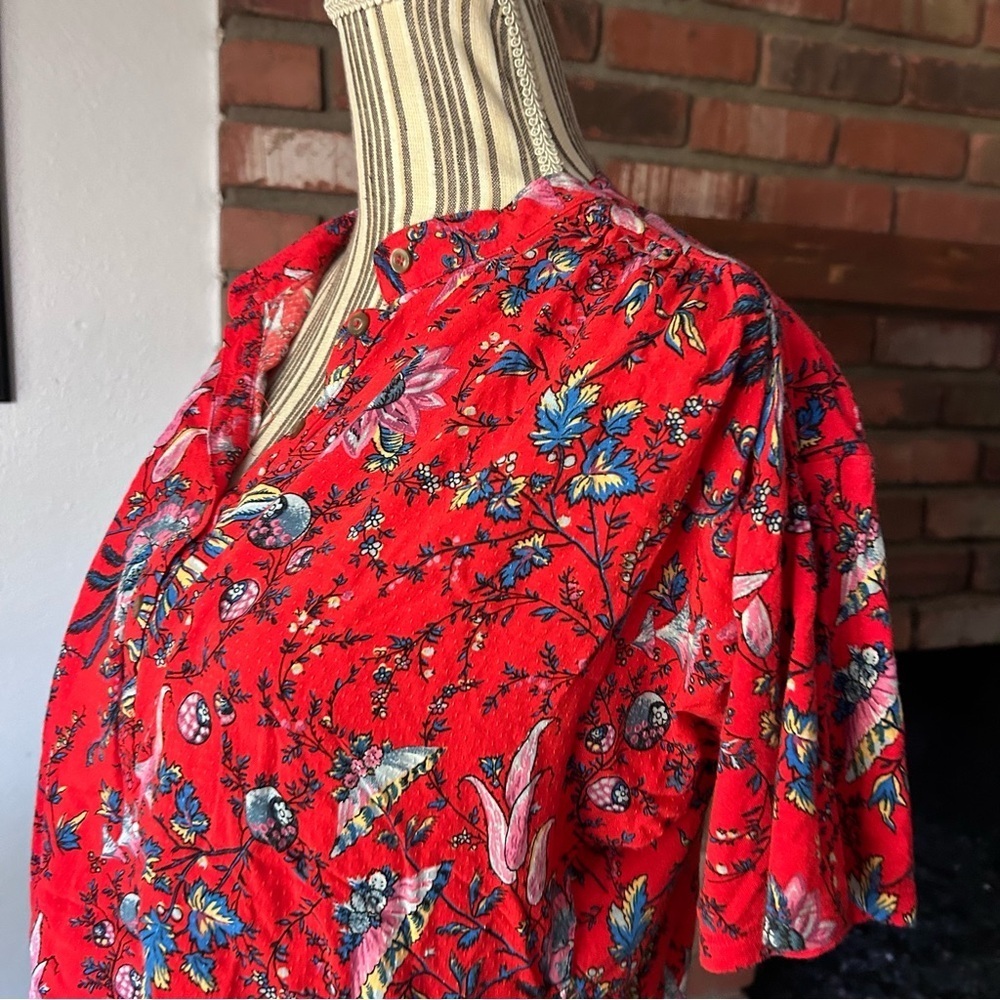 Anthropologie Maeve Windham Floral Tunic Top in Red Sz S - Picture 5 of 7